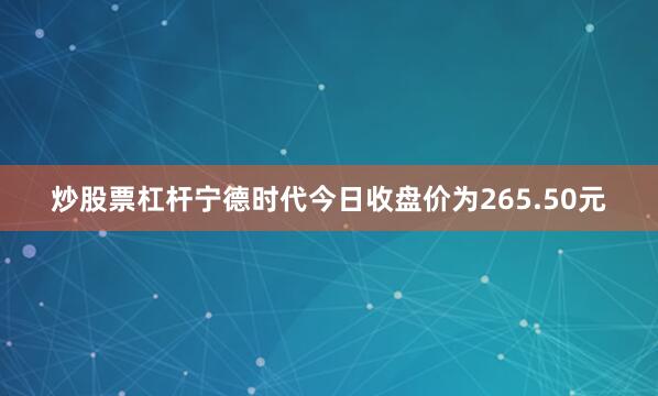 炒股票杠杆宁德时代今日收盘价为265.50元